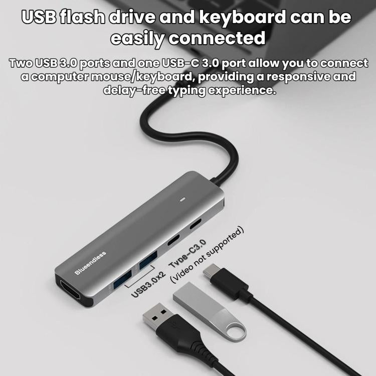 Blueendless Convertitore Dock Type-C 5 in 1 HDMI 4K 60Hz