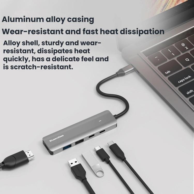Blueendless Convertitore Dock Type-C 5 in 1 HDMI 4K 60Hz
