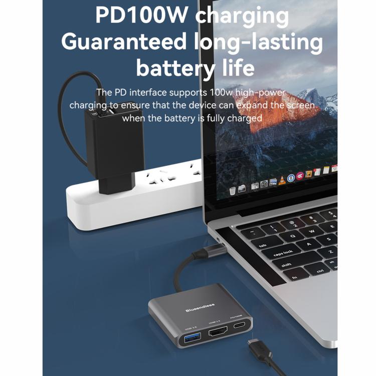 Blueendless Docking Station 3 in 1 Type-C HDMI 4K 60Hz