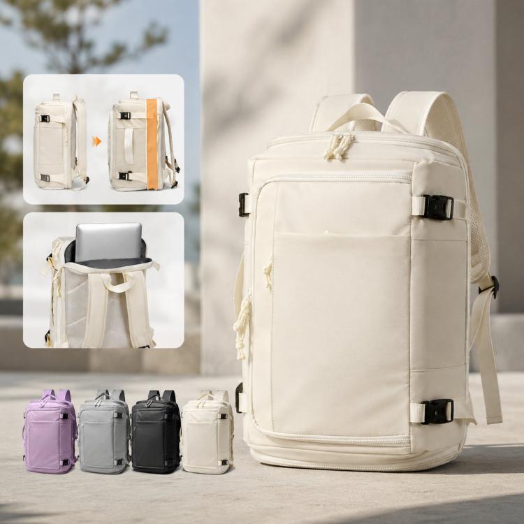 Zaino da viaggio espandibile, approvato per il trasporto aereo, capacità 28-38 litri, con scomparto per scarpe e tasca per laptop da 15,6 pollici.