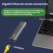 Docking station Blueendless Type-C con convertitore HDMI 4K ad alta definizione e Gigabit Ethernet., 6 in 1
