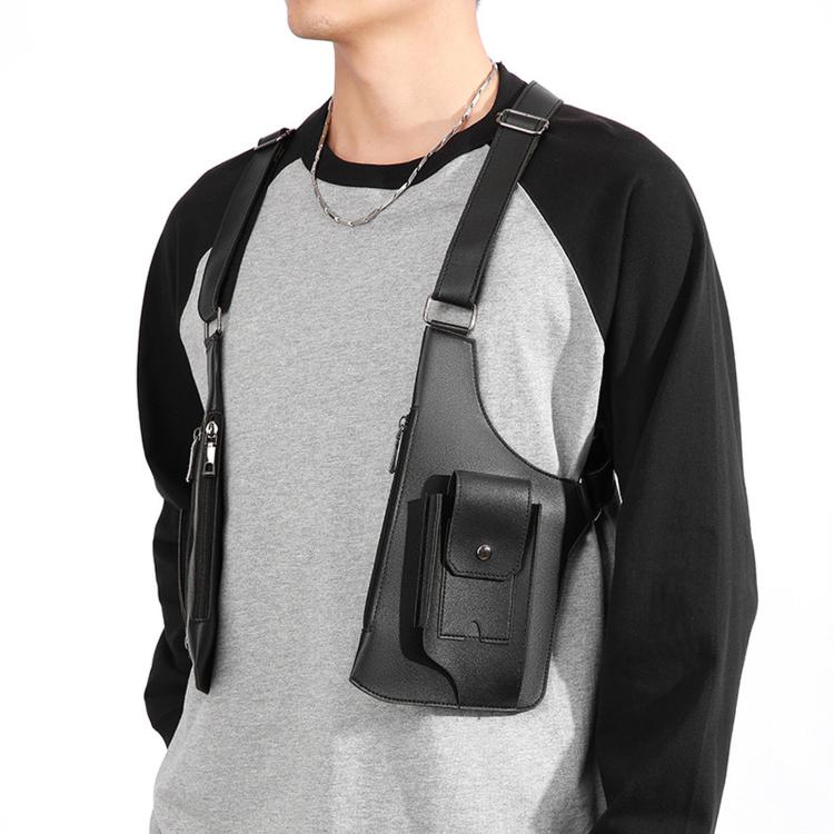 Borsa a tracolla sottoascella in pelle PU, imbracatura antifurto per il petto con cinghie regolabili, gilet multiuso Techwear.