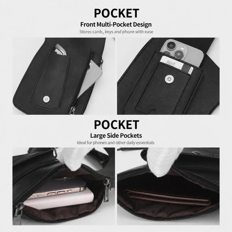 Borsa a tracolla sottoascella in pelle PU, imbracatura antifurto per il petto con cinghie regolabili, gilet multiuso Techwear.