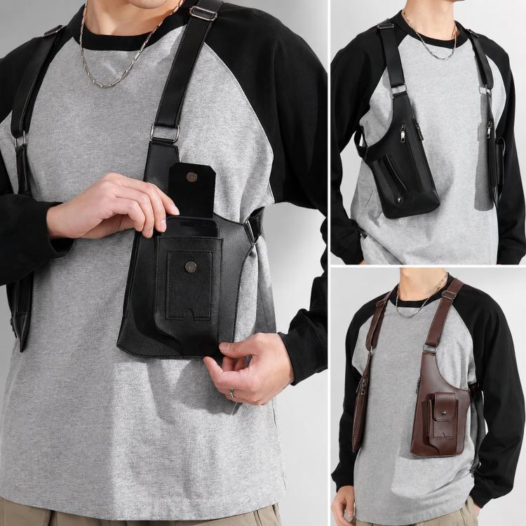 Borsa a tracolla sottoascella in pelle PU, imbracatura antifurto per il petto con cinghie regolabili, gilet multiuso Techwear.