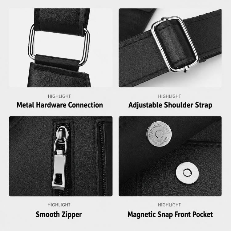 Borsa a tracolla sottoascella in pelle PU, imbracatura antifurto per il petto con cinghie regolabili, gilet multiuso Techwear.