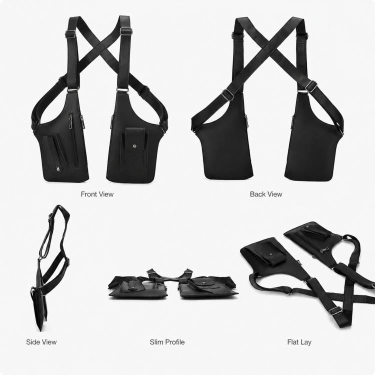Borsa a tracolla sottoascella in pelle PU, imbracatura antifurto per il petto con cinghie regolabili, gilet multiuso Techwear.