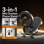 Supporto per telefono 3 in 1 con ventosa magnetica, girevole a 360 gradi, pieghevole, per specchio da doccia, palestra e con gancio a clip., 3-in-1 Black