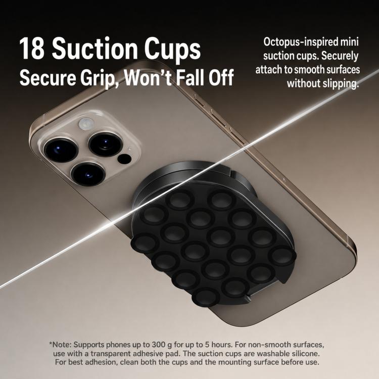 Supporto per telefono 3 in 1 con ventosa magnetica, girevole a 360 gradi, pieghevole, per specchio da doccia, palestra e con gancio a clip., 3-in-1 Black