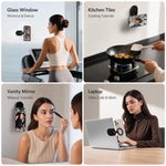 Supporto per telefono 3 in 1 con ventosa magnetica, girevole a 360 gradi, pieghevole, per specchio da doccia, palestra e con gancio a clip., 3-in-1 Black