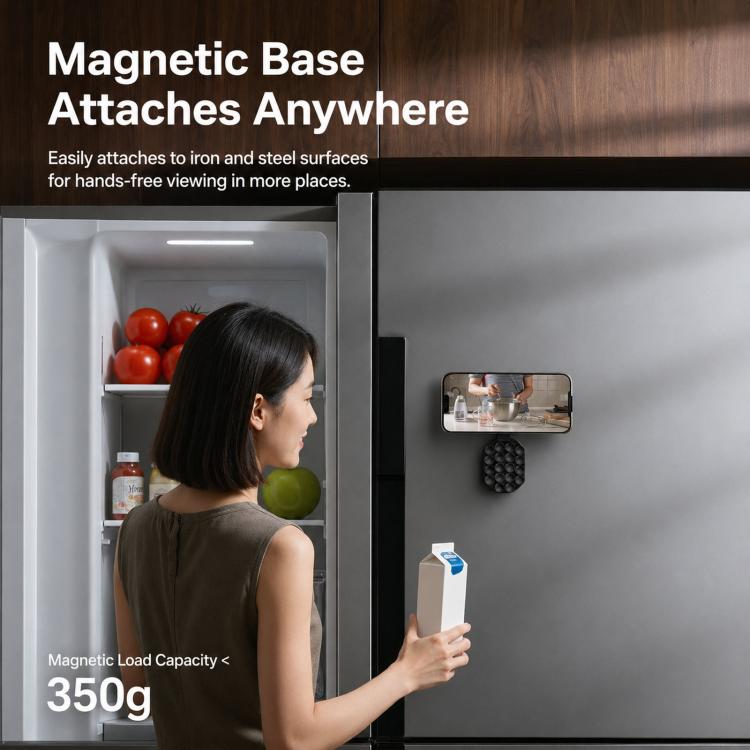 Supporto per telefono 3 in 1 con ventosa magnetica, girevole a 360 gradi, pieghevole, per specchio da doccia, palestra e con gancio a clip., 3-in-1 Black