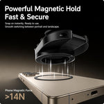 Supporto per telefono 3 in 1 con ventosa magnetica, girevole a 360 gradi, pieghevole, per specchio da doccia, palestra e con gancio a clip., 3-in-1 Black
