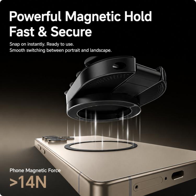 Supporto per telefono 3 in 1 con ventosa magnetica, girevole a 360 gradi, pieghevole, per specchio da doccia, palestra e con gancio a clip., 3-in-1 Black