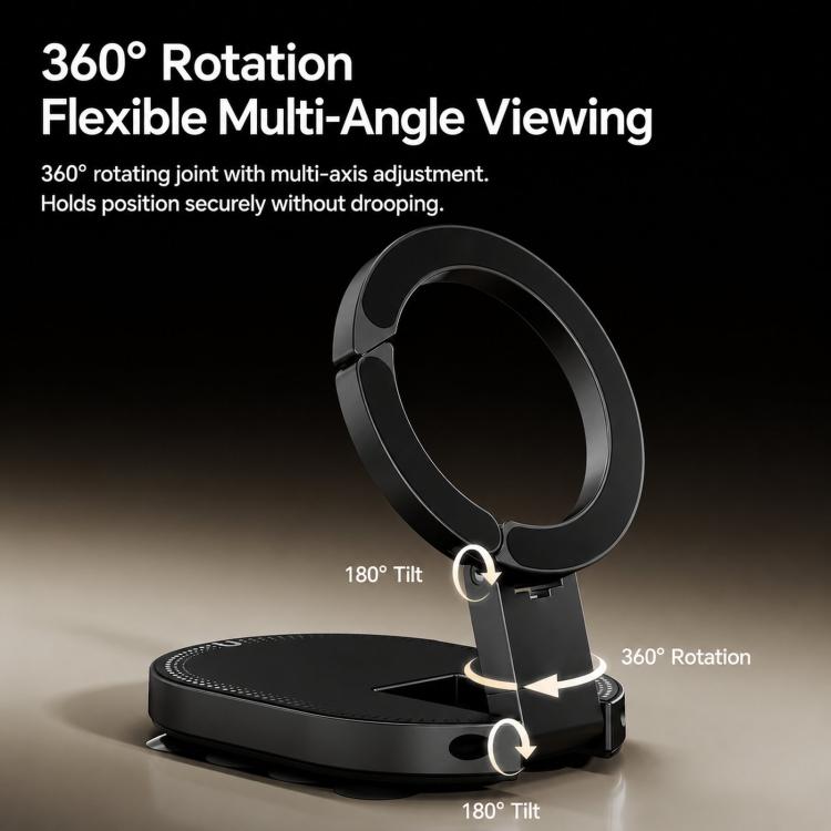 Supporto per telefono 3 in 1 con ventosa magnetica, girevole a 360 gradi, pieghevole, per specchio da doccia, palestra e con gancio a clip., 3-in-1 Black