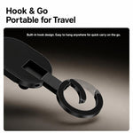 Supporto per telefono 3 in 1 con ventosa magnetica, girevole a 360 gradi, pieghevole, per specchio da doccia, palestra e con gancio a clip., 3-in-1 Black