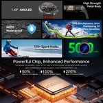 Smartwatch DM58 con schermo AMOLED da 1,43 pollici, GPS, impermeabile fino a 5 ATM e ideale per lo sport.
