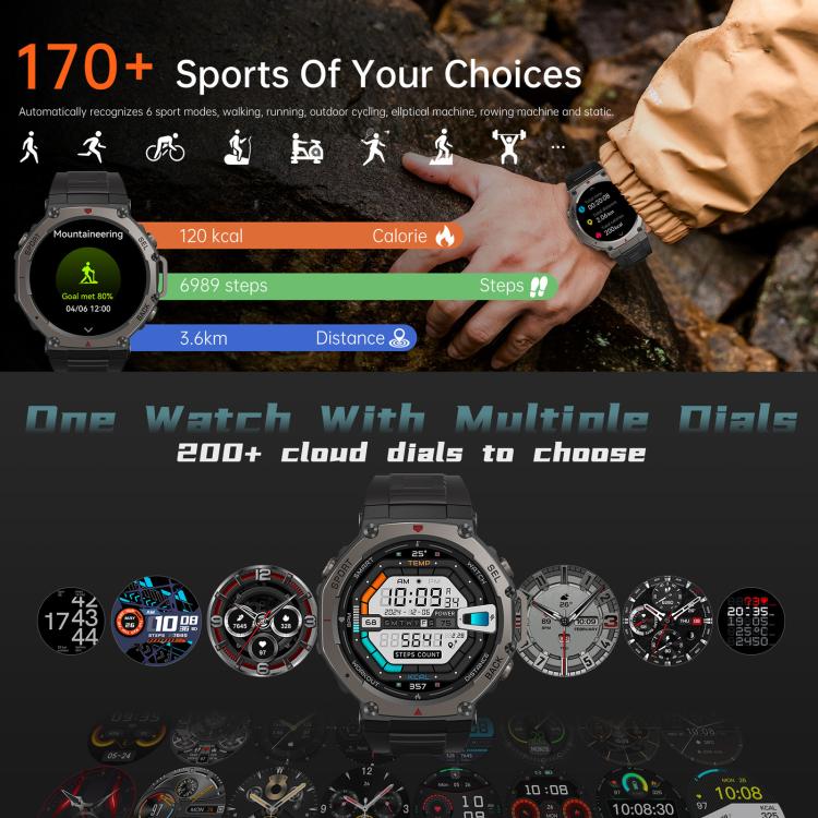 Smartwatch DM58 con schermo AMOLED da 1,43 pollici, GPS, impermeabile fino a 5 ATM e ideale per lo sport.