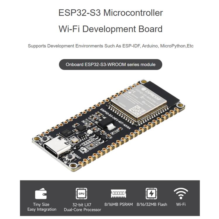 Microcontroller 2.4GHz Wi-Fi Development Board 240MHz Dual Core Processor, Waveshare ESP32-S3-DEV-KIT-N16R8-U, Waveshare ESP32-S3-DEV-KIT-N16R8-UM