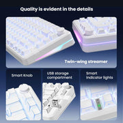 FURYCUBE 80-Key Tri-Mode Wired/Wireless 2.4G + Bluetooth Mechanical Keyboard
