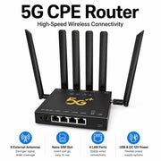 5G CPE Industrial Router Dual Mode SA / NSA Gigabit Cellular Gateway With 6 Antennas, EU P, CP905
