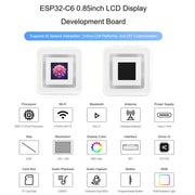 Scheda di sviluppo Waveshare ESP32-C6 con display LCD da 0,85 pollici, processore RISC-V single-core, risoluzione 128 × 128, supporta l'interazione vocale AI., 34519