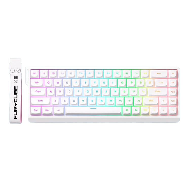 FURYCUBE 68-key RGB Mechanical Gaming Keyboard with Portable Ribbon, White Wired, White Wired + 2.4G + Bluetooth, White Green Pink Wired, White Green Pink Wired + 2.4G + Bluetooth, Thai White Wired, Thai Front Engraving Polar Day Wired                 ...