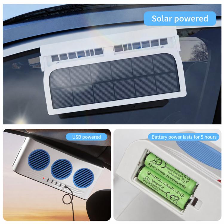 Ventilatore di scarico auto ad energia solare con luce stroboscop