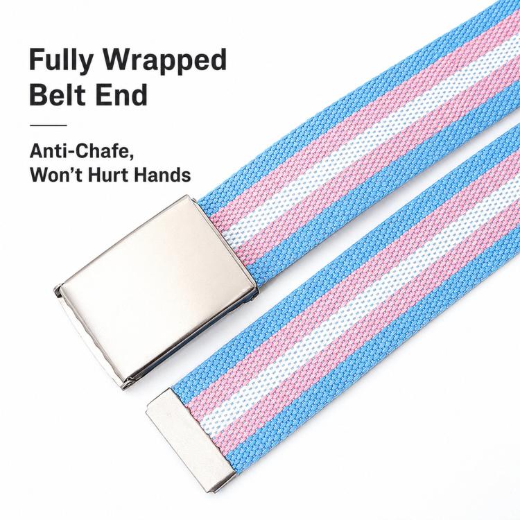 Cintura in tela arcobaleno a righe, casual, con fibbia a ribalta e apribottiglie., 120cm