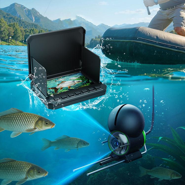 Schermo completamente impermeabile da 4,3 pollici + ecoscandaglio con sensori di temperatura e profondità, sonda subacquea HD per la pesca., 15m, 20m, 30m