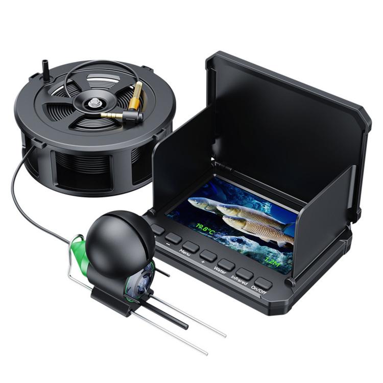 Schermo completamente impermeabile da 4,3 pollici + ecoscandaglio con sensori di temperatura e profondità, sonda subacquea HD per la pesca., 15m, 20m, 30m