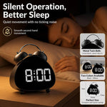 Sveglia digitale retrò con doppia campana, suono super forte, sveglia meccanica a LED da scrivania con retroilluminazione