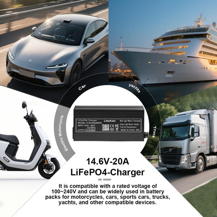 Caricabatterie Liitokala 14,6V 20A per batterie LiFePO4