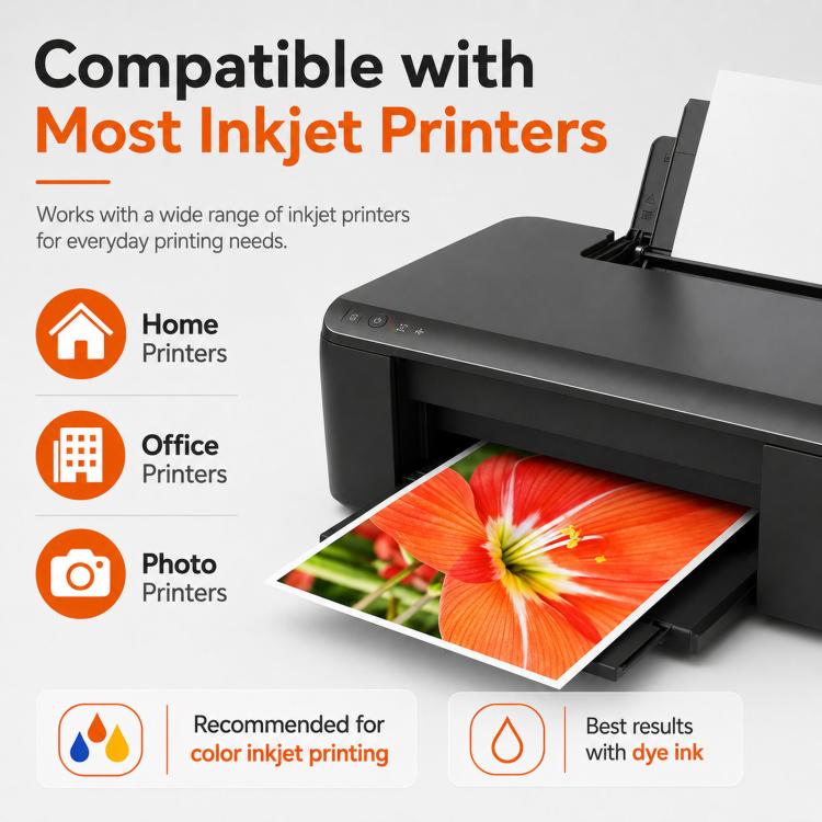 50 fogli di carta fotografica inkjet lucida da 300 g/m², formato A3, grammatura elevata, stampa su un solo lato, asciugatura rapida, carta patinata.