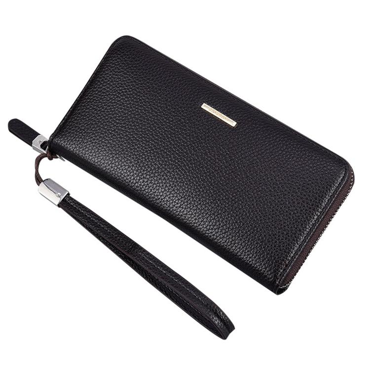 DEABOLAR Portafoglio lungo portatile da uomo, casual, con cerniera, porta banconote e marsupio