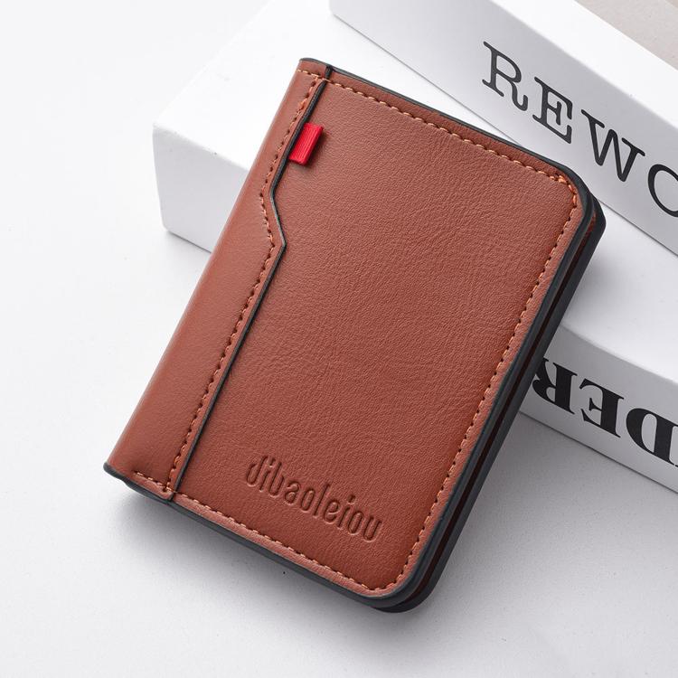 Portafoglio verticale portatile da uomo Dibaoleiou K3315 con 2 ante, grande capacità e porta carte di credito.