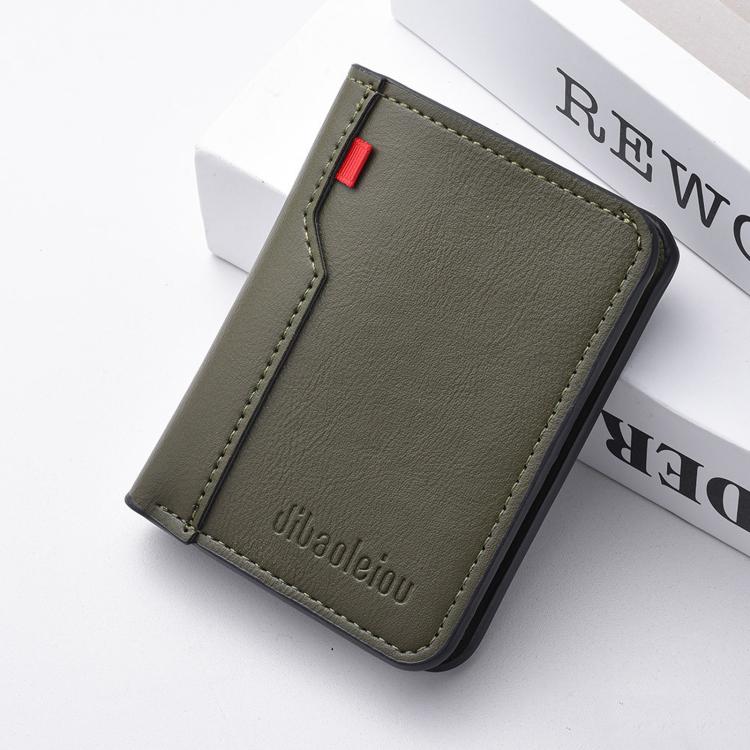 Portafoglio verticale portatile da uomo Dibaoleiou K3315 con 2 ante, grande capacità e porta carte di credito.