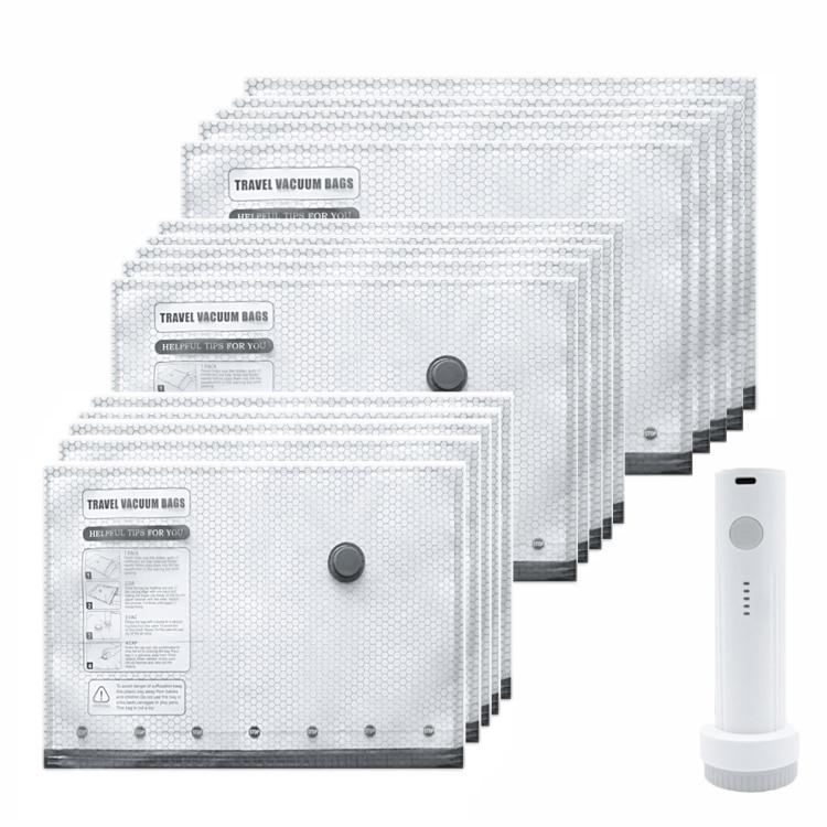 Sacchetti sottovuoto per la conservazione degli indumenti domestici, con pompa di evacuazione., 6pcs /Set 2S+2M+2L, 9pcs /Set 3S+3M+3L, 12pcs /Set 4S+4M+4L, 15pcs /Set 5S+5M+5L, 18pcs /Set 6S+6M+6L