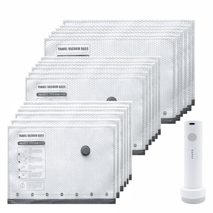 Sacchetti sottovuoto per la conservazione degli indumenti domestici, con pompa di evacuazione., 6pcs /Set 2S+2M+2L, 9pcs /Set 3S+3M+3L, 12pcs /Set 4S+4M+4L, 15pcs /Set 5S+5M+5L, 18pcs /Set 6S+6M+6L