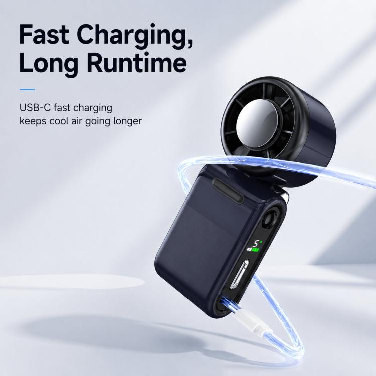 Semiconductor Ice Cooling Handheld Fan 5-Speed Turbo Mini Pocket Fan USB-C Rechargeable Small Personal Fan