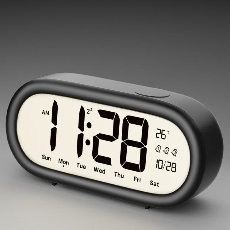 Sveglia digitale a batteria con volume alto, 3 impostazioni di allarme, indicazione di temperatura, data e retroilluminazione con funzione snooze.