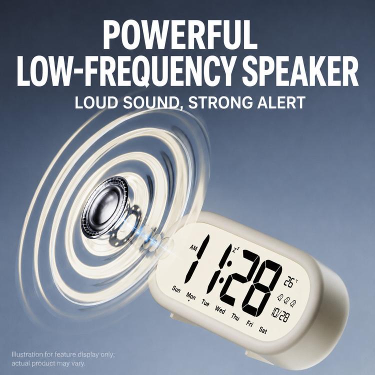 Sveglia digitale a batteria con volume alto, 3 impostazioni di allarme, indicazione di temperatura, data e retroilluminazione con funzione snooze.