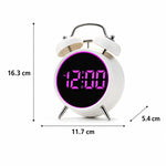 Sveglia digitale retrò a doppia campana, sveglia da comodino rumorosa con anello luminoso colorato, sveglia da scrivania silenziosa a LED con USB e batteria di backup