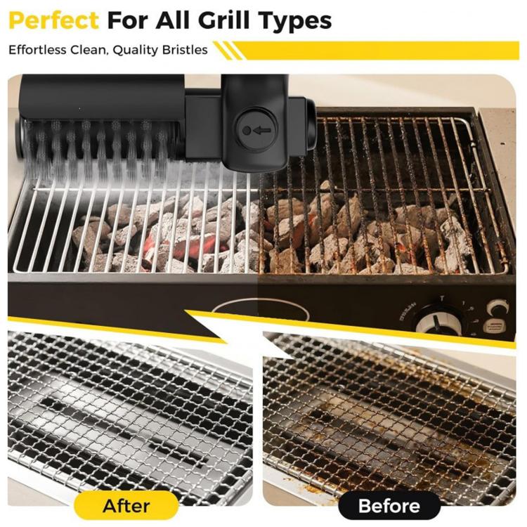 Spazzola elettrica per la pulizia del barbecue LZ-8057, senza fili, con velocità variabile e rotazione, multifunzione., LZ-8057
