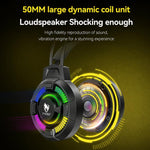 T-WOLF H140 Gaming Headset with Microphone 7.1 Surround Sound Wired PC Gaming Headphones With RGB Light, H140
