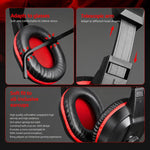 T-WOLF H150 Dual 3.5mm Plugs Gaming Headset with Microphone Over-Ear Stereo Wired PC Headphones with 40mm Speaker Drivers, H150