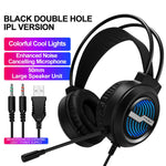 T-WOLF H130 Dual 3.5mm and USB Gaming Headset with Microphone RGB Luminous Wired PC Headphones, H130