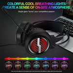 T-WOLF H130 Dual 3.5mm and USB Gaming Headset with Microphone RGB Luminous Wired PC Headphones, H130