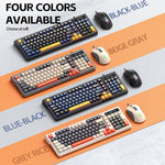 T-WOLF TF330 Wired Keyboard And Mouse Combo 3-Color Block Retro Gaming Keyboard With 98-Key Compact Layout, RGB Backlit