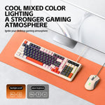 T-WOLF TF330 Wired Keyboard And Mouse Combo 3-Color Block Retro Gaming Keyboard With 98-Key Compact Layout, RGB Backlit