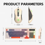 T-WOLF TF330 Wired Keyboard And Mouse Combo 3-Color Block Retro Gaming Keyboard With 98-Key Compact Layout, RGB Backlit