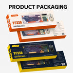 T-WOLF TF330 Wired Keyboard And Mouse Combo 3-Color Block Retro Gaming Keyboard With 98-Key Compact Layout, RGB Backlit